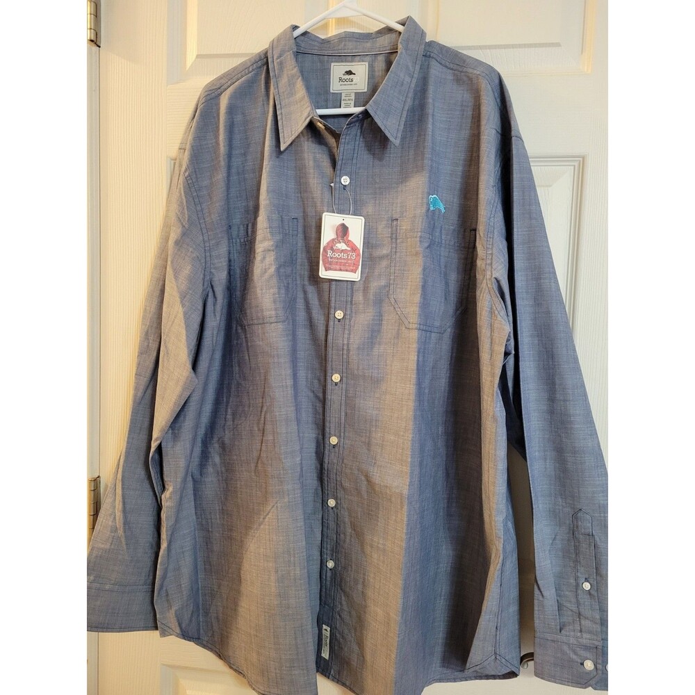Roots 73 Men's Clearwater Woven Dark Denim Color Shirt Size 4 Xl